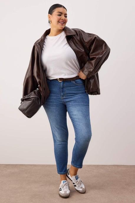 Trendyol Curve Damen Blau Einfarbig Skinny Hohe Taille Große Größen Jeans - Image 1