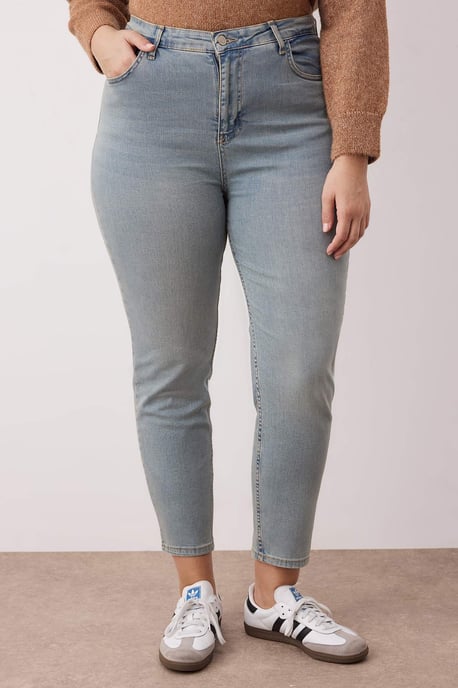 Trendyol Curve Damen Blau Einfarbig Skinny Hohe Taille Große Größen Jeans - Image 2