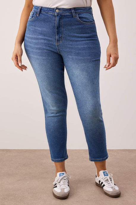 Trendyol Curve Damen Blau Einfarbig Skinny Hohe Taille Große Größen Jeans - Image 2