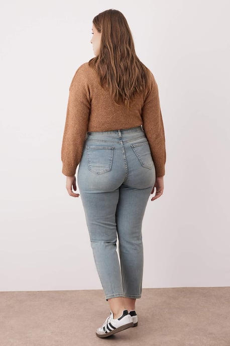 Trendyol Curve Damen Blau Einfarbig Skinny Hohe Taille Große Größen Jeans - Image 3