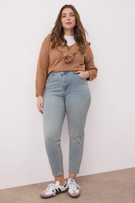 Trendyol Curve Damen Blau Einfarbig Skinny Hohe Taille Große Größen Jeans - Image 6