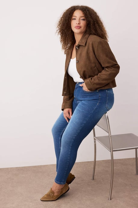 Trendyol Curve Damen Blau Einfarbig Skinny Hohe Taille Große Größen Jeans - Image 5