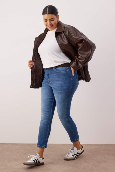 Trendyol Curve Damen Blau Einfarbig Skinny Hohe Taille Große Größen Jeans - Image 6