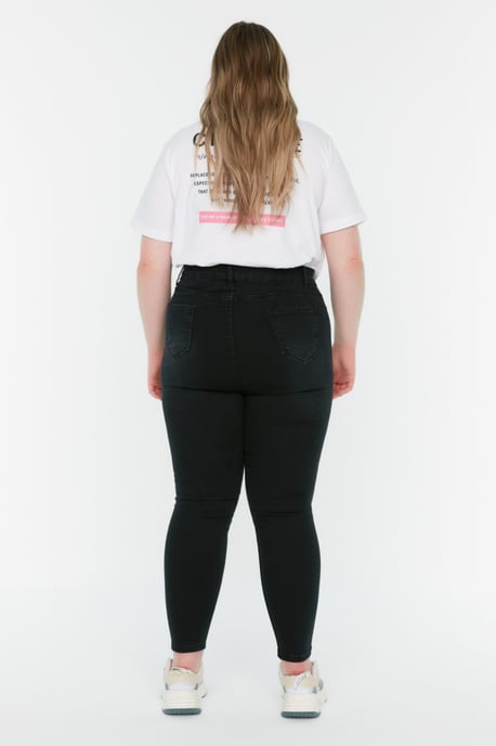 Trendyol Curve Damen Schwarz Einfarbig Skinny Hohe Taille Große Größen Jeans - Image 4