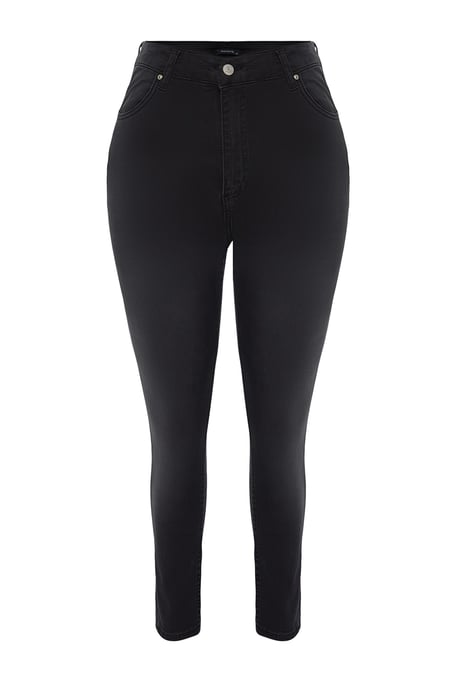 Trendyol Curve Damen Schwarz Einfarbig Skinny Hohe Taille Große Größen Jeans - Image 5