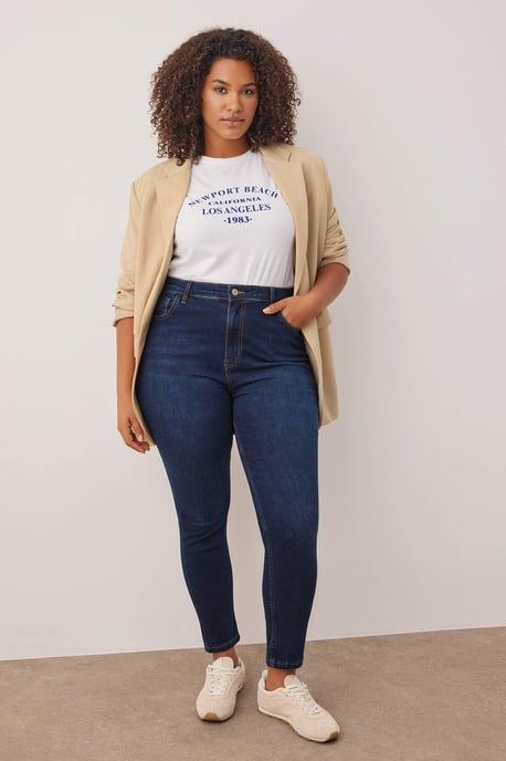 Trendyol Curve Damen Blau Einfarbig Skinny Hohe Taille Große Größen Jeans - Image 1