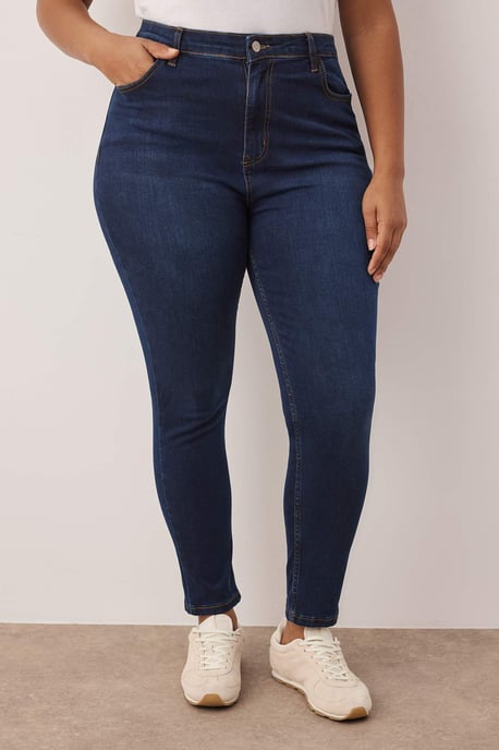 Trendyol Curve Damen Blau Einfarbig Skinny Hohe Taille Große Größen Jeans - Image 2