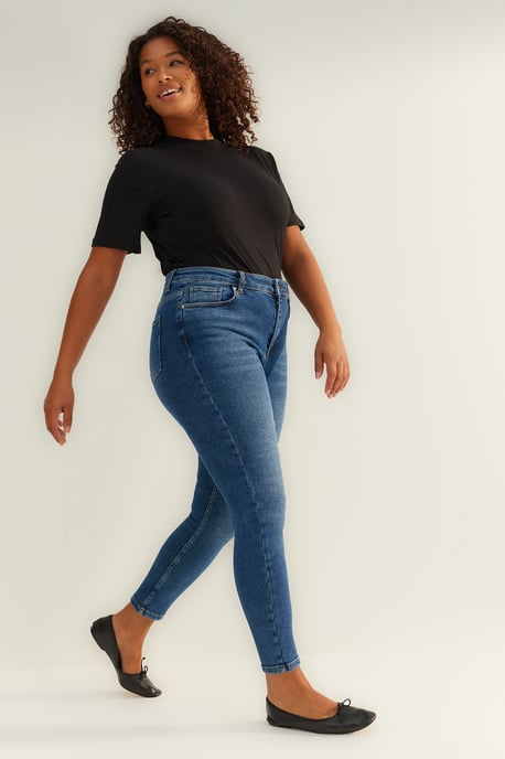 Trendyol Curve Damen Dunkelblau Einfarbig Skinny Hohe Taille Große Größen Jeans - Image 4