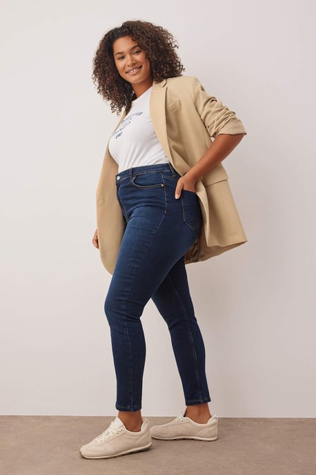 Trendyol Curve Damen Blau Einfarbig Skinny Hohe Taille Große Größen Jeans - Image 6