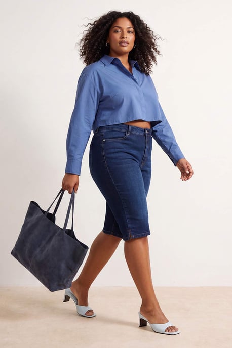Trendyol Curve Damen Dunkelblau Einfarbig Skinny Hohe Taille Große Größen Jeans - Image 6
