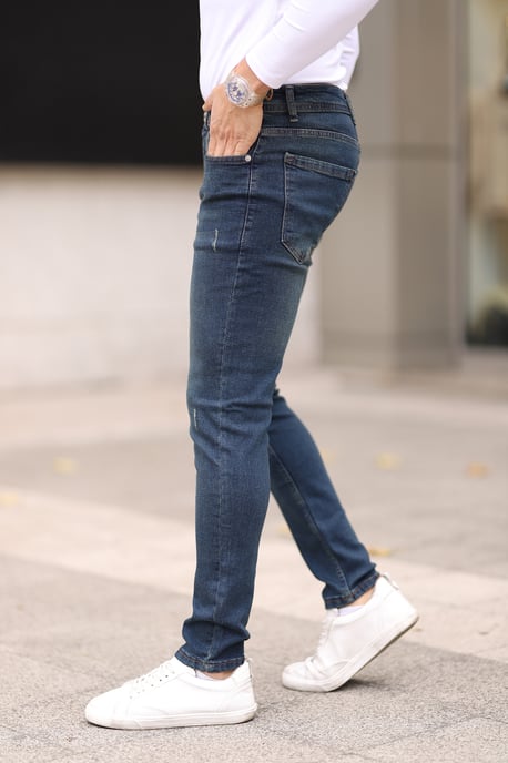 TRENDYOL MAN Herren Dunkelblau Einfarbig Skinny Normale Taille Jeans - Image 2