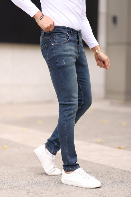 TRENDYOL MAN Herren Dunkelblau Einfarbig Skinny Normale Taille Jeans - Image 3