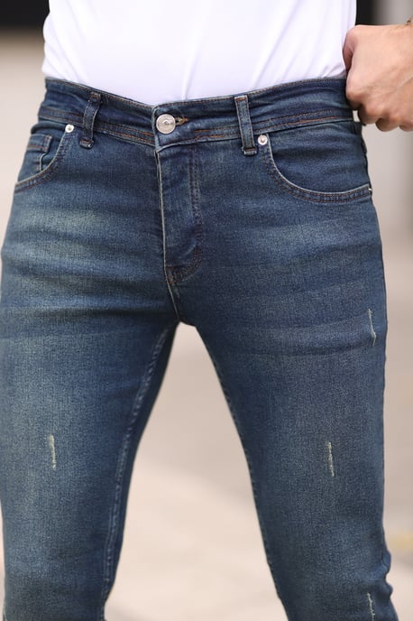 TRENDYOL MAN Herren Dunkelblau Einfarbig Skinny Normale Taille Jeans - Image 4