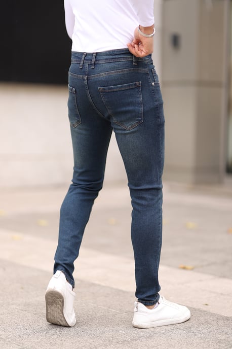 TRENDYOL MAN Herren Dunkelblau Einfarbig Skinny Normale Taille Jeans - Image 5