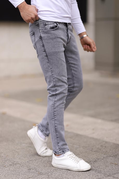 TRENDYOL MAN Herren Grau Einfarbig Skinny Normale Taille Jeans - Image 2