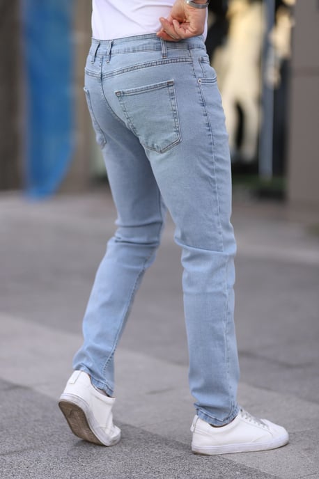 TRENDYOL MAN Herren Blau Einfarbig Skinny Normale Taille Jeans - Image 3