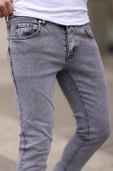TRENDYOL MAN Herren Grau Einfarbig Skinny Normale Taille Jeans - Image 3
