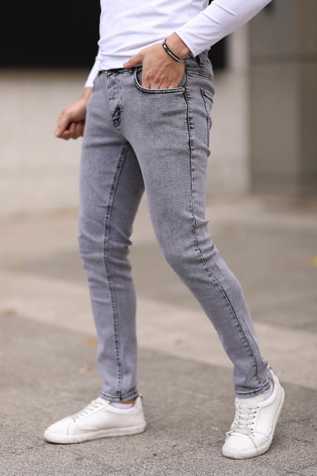 TRENDYOL MAN Herren Grau Einfarbig Skinny Normale Taille Jeans - Image 4