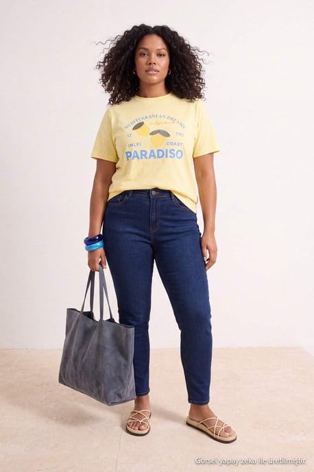 Trendyol Curve Damen Dunkelblau Einfarbig Skinny Hohe Taille Große Größen Jeans - Image 2