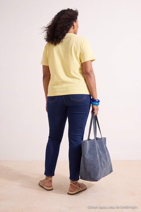 Trendyol Curve Damen Dunkelblau Einfarbig Skinny Hohe Taille Große Größen Jeans - Image 3