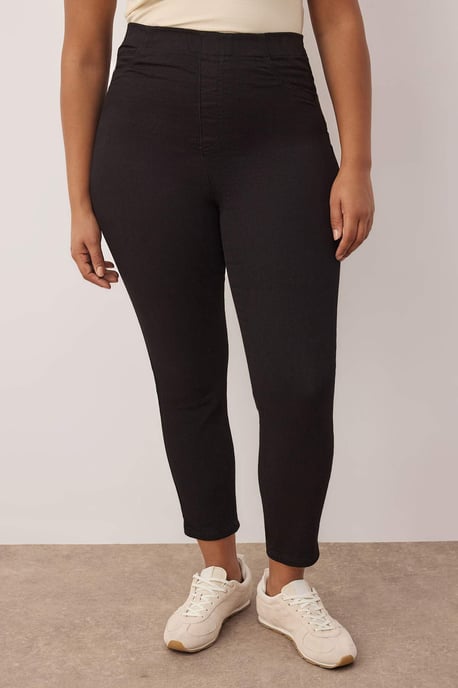 Trendyol Curve Damen Schwarz Einfarbig Skinny Hohe Taille Große Größen Jeans - Image 2