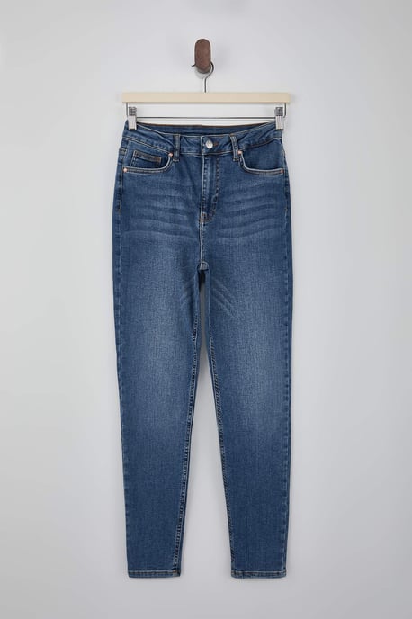 TRENDYOLMİLLA Damen Blau Einfarbig Skinny Hohe Taille Jeans - Image 4