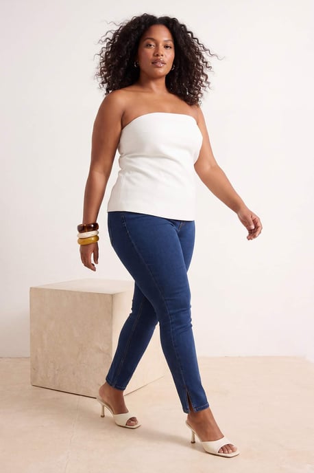 Trendyol Curve Damen Blau Einfarbig Skinny Hohe Taille Große Größen Jeans - Image 6