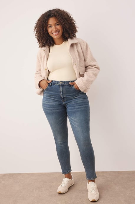 Trendyol Curve Damen Blau Einfarbig Skinny Hohe Taille Große Größen Jeans - Image 1