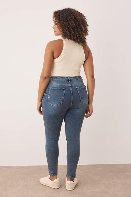 Trendyol Curve Damen Blau Einfarbig Skinny Hohe Taille Große Größen Jeans - Image 3