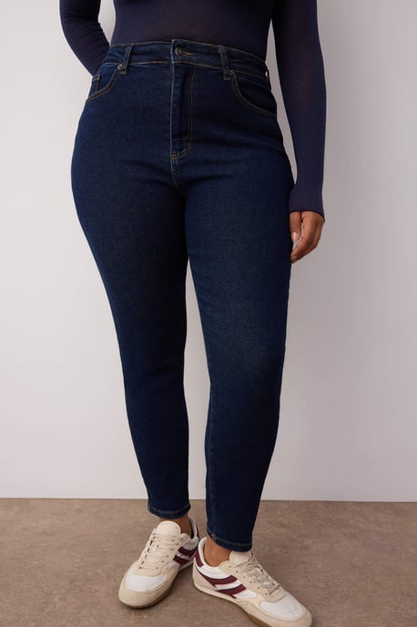 Trendyol Curve Damen Dunkelblau Einfarbig Skinny Hohe Taille Große Größen Jeans - Image 5