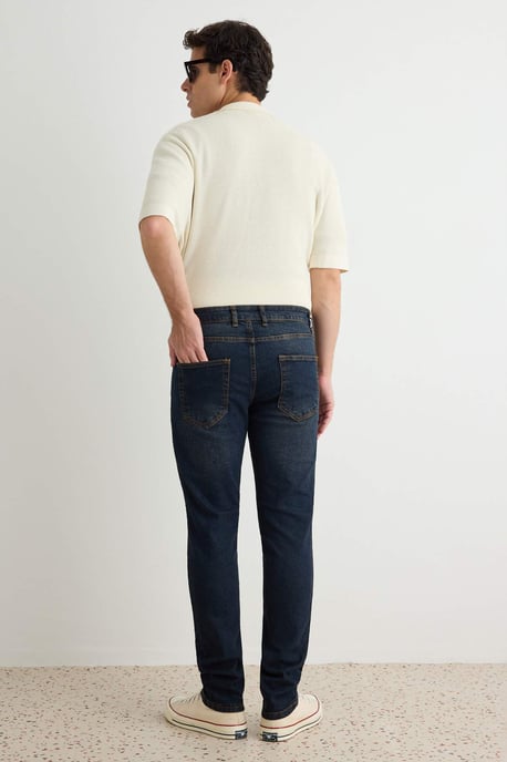 TRENDYOL MAN Herren Dunkelblau Einfarbig Skinny Normale Taille Jeans - Image 3