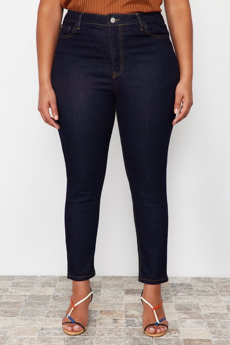 Trendyol Curve Damen Blau Einfarbig Skinny Hohe Taille Große Größen Jeans - Image 3