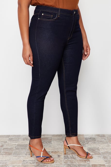 Trendyol Curve Damen Blau Einfarbig Skinny Hohe Taille Große Größen Jeans - Image 4