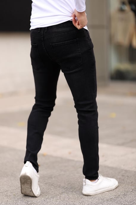 TRENDYOL MAN Herren Schwarz Einfarbig Skinny Normale Taille Jeans - Image 3