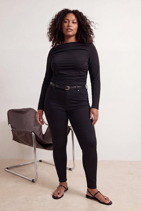 Trendyol Curve Damen Schwarz Einfarbig Skinny Hohe Taille Große Größen Jeans - Image 6