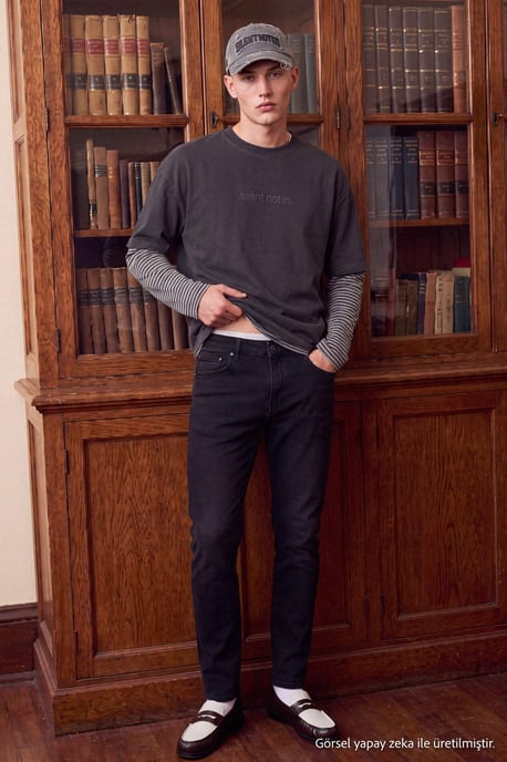 TRENDYOL MAN Herren Schwarz Einfarbig Skinny Normale Taille Jeans - Image 3