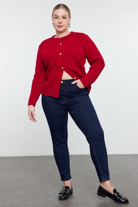 Trendyol Curve Damen Blau Einfarbig Skinny Hohe Taille Große Größen Jeans - Image 1