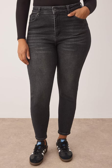 Trendyol Curve Damen Grau Einfarbig Skinny Hohe Taille Große Größen Jeans - Image 2