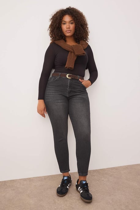 Trendyol Curve Damen Grau Einfarbig Skinny Hohe Taille Große Größen Jeans - Image 6