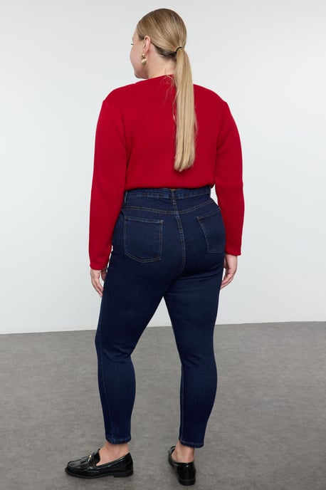 Trendyol Curve Damen Blau Einfarbig Skinny Hohe Taille Große Größen Jeans - Image 5