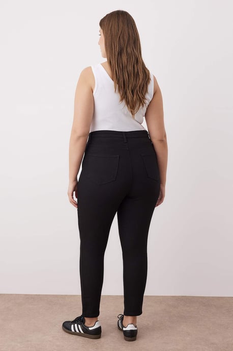 Trendyol Curve Damen Schwarz Einfarbig Skinny Hohe Taille Große Größen Jeans - Image 3