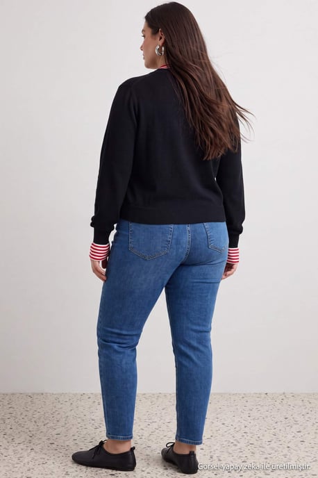 Trendyol Curve Damen Blau Einfarbig Skinny Hohe Taille Große Größen Jeans - Image 3