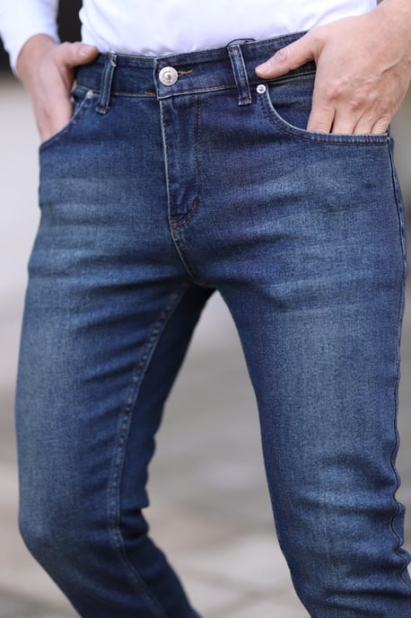 TRENDYOL MAN Herren Dunkelblau Einfarbig Skinny Normale Taille Jeans - Image 3