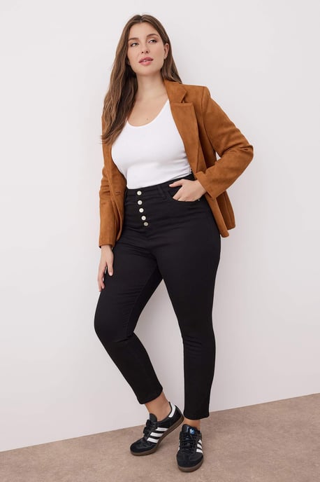 Trendyol Curve Damen Schwarz Einfarbig Skinny Hohe Taille Große Größen Jeans - Image 6