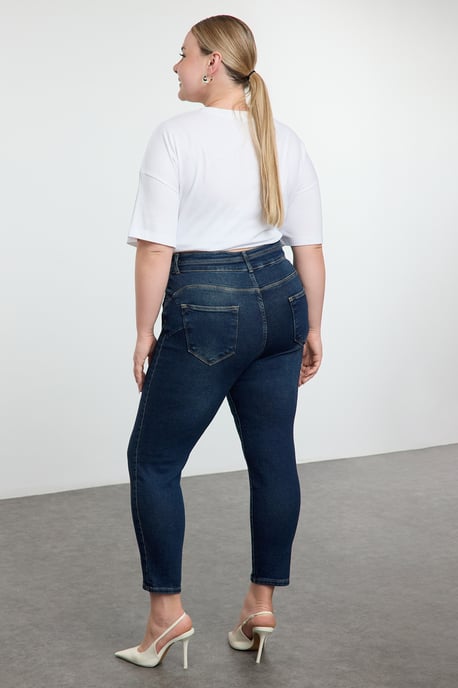 Trendyol Curve Damen Dunkelblau Einfarbig Skinny Hohe Taille Große Größen Jeans - Image 5