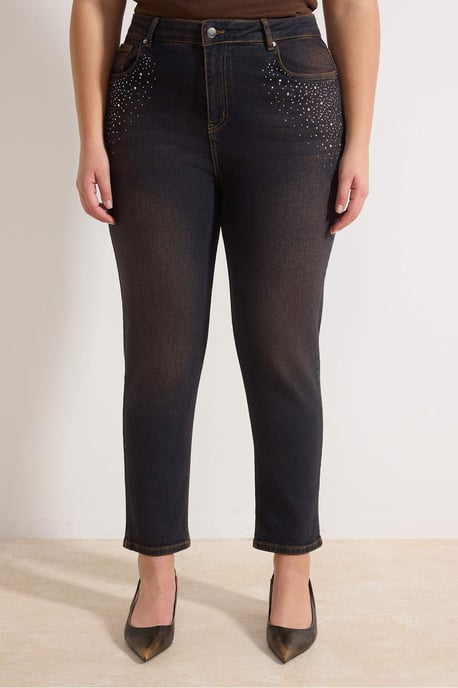 Trendyol Curve Damen Braun Einfarbig Skinny Hohe Taille Große Größen Jeans - Image 2