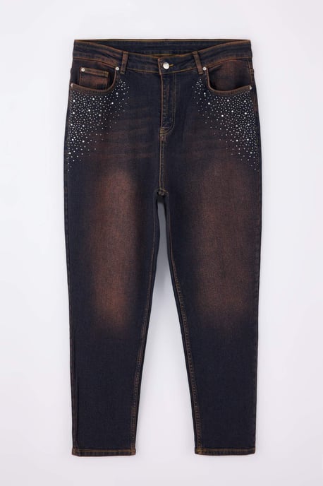 Trendyol Curve Damen Braun Einfarbig Skinny Hohe Taille Große Größen Jeans - Image 4
