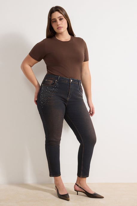 Trendyol Curve Damen Braun Einfarbig Skinny Hohe Taille Große Größen Jeans - Image 6