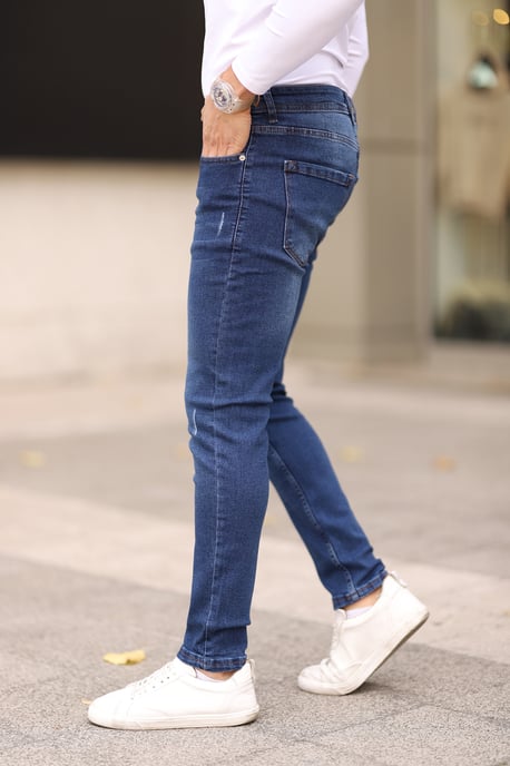 TRENDYOL MAN Herren Dunkelblau Einfarbig Skinny Normale Taille Jeans - Image 2