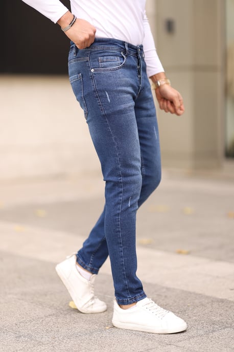 TRENDYOL MAN Herren Dunkelblau Einfarbig Skinny Normale Taille Jeans - Image 3